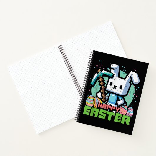 Carnet Jeu de pixels de lapin de Pâques heureux  (Intérieur)