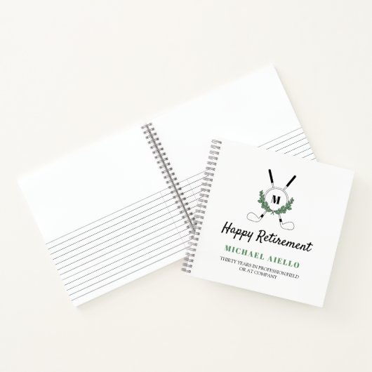 Carnet Jeu de retraite à thème Monogramme de verdure Golf (Intérieur)