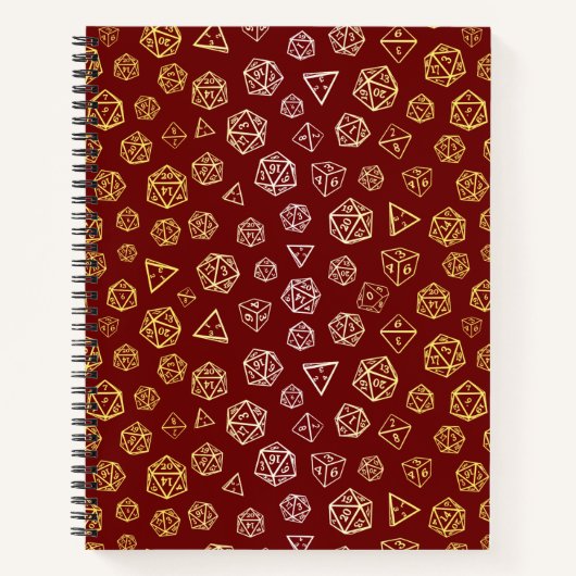 Carnet Jeu de rôle rouge et or d20 (Devant)