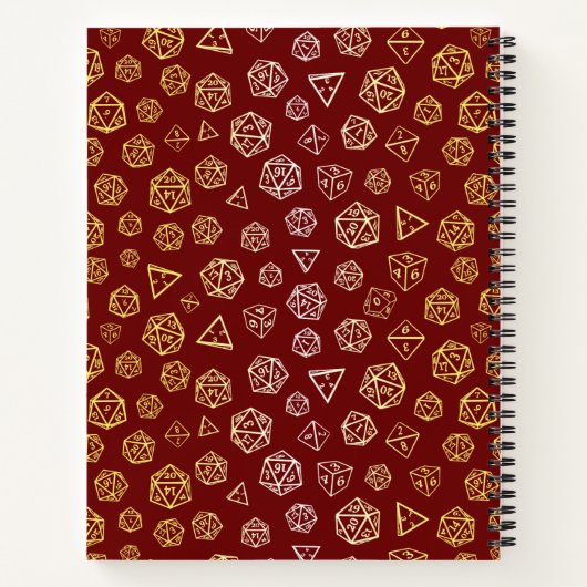 Carnet Jeu de rôle rouge et or d20 (Dos)