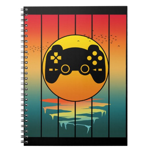 Carnet Jeu informatique de jeu de gamer de coucher de sol (Devant)