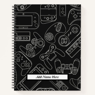 Carnet Jeu vidéo moderne noir et blanc personnalisable