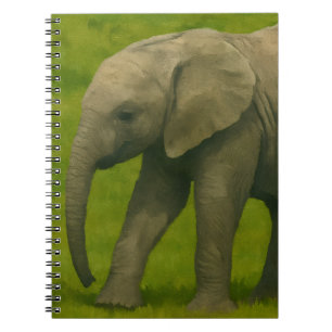 Carnet Jeune éléphant avec tuteur dans la réserve de Gras