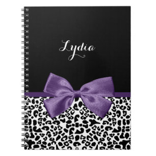 Carnet Jeune Empreinte de léopard, Joli Ruban Violet, No