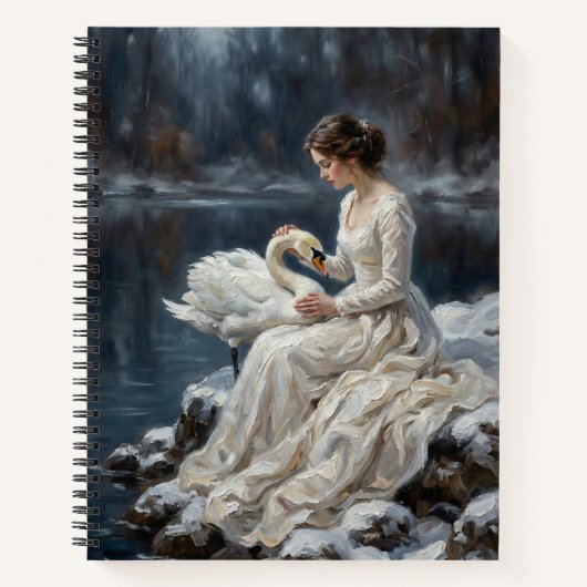 Carnet Jeune fille cygne Romance de lac d'hiver Fantastiq (Devant)