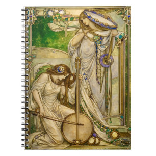 Carnet Jeunes Filles Musiciennes Art Nouveau Illustration