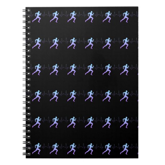 Carnet Jogging - Coureurs Silhouette avec Heartbeat Black (Devant)