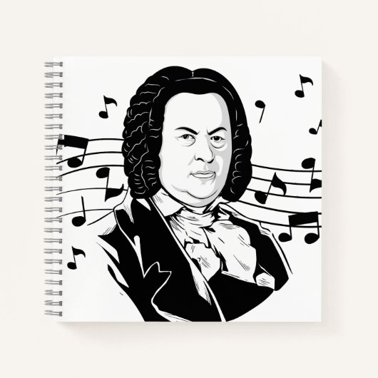 Carnet Johann Sebastian Bach Portrait et buste avec notes (Devant)