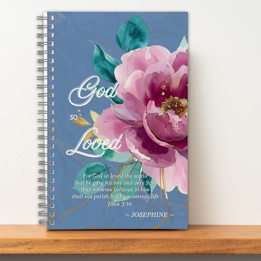 Carnet John 3:16 Aquarelle rose Floral Christian