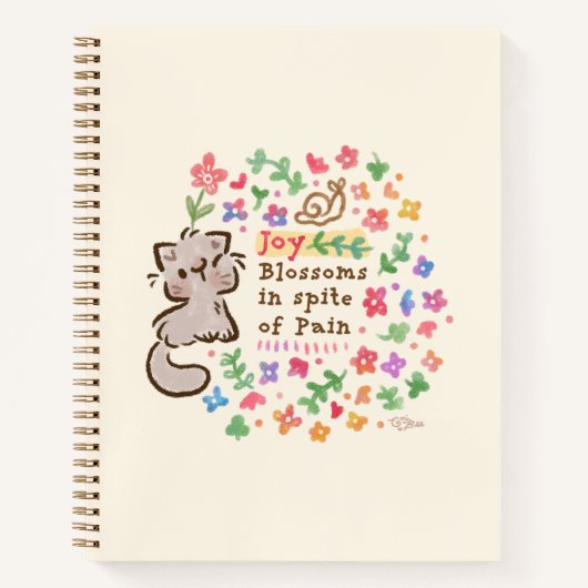 Carnet Joie Fleurit Malgré la Douleur - Pebble le Chatons (Devant)
