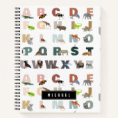 Carnet Joli Alphabet ABC Animaux Nom personnalisé École (Devant)