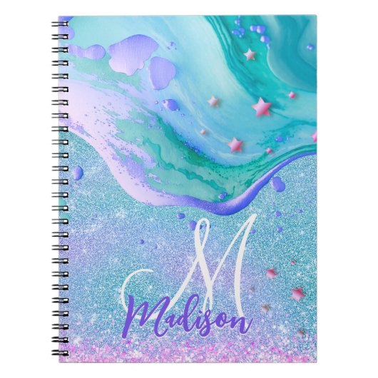 Carnet Joli aqua parties scintillant marbre violet art mo (Devant)