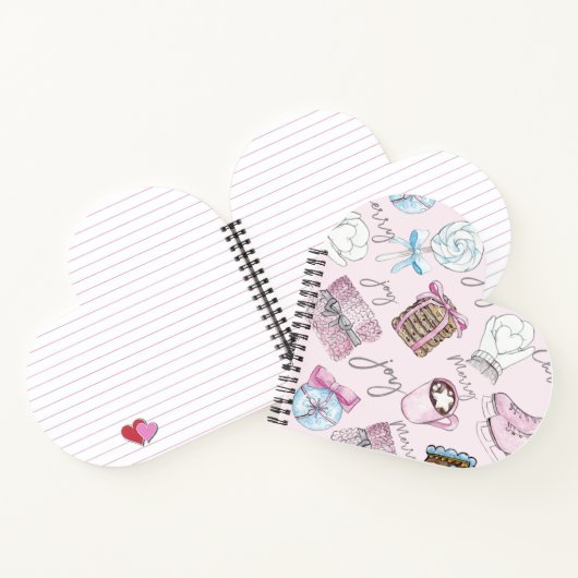 Carnet Joli Aquarelle rose Noël (Intérieur)