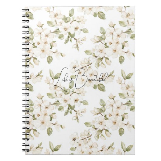 Carnet Joli arbre à fleurs crème  (Devant)