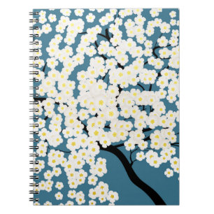 Carnet Joli arbre d'art à fleurs blanches en fleurs