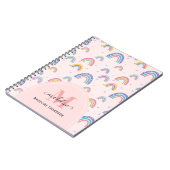 Carnet Joli arc-en-ciel Script Monogramme Boho rose (Côté gauche)