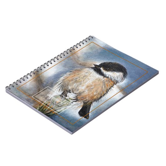 Carnet Joli Art Chickadee Avec Nom (Côté gauche)