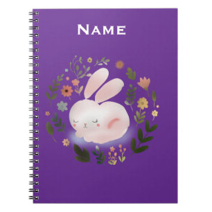 Carnet Joli Art de nurserie de couronne florale de lapin