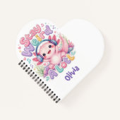 Carnet Joli Axolotl Kawaii avec Monogramme (Devant)