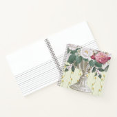 Carnet Joli beau pot de fleurs rétro vert rayure rose (Intérieur)