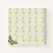 Carnet Joli beau pot de fleurs rétro vert rayure rose (Dos)