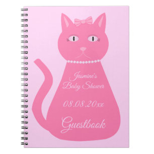 Carnet Joli bébé rose fille chat Baby shower personnalisé