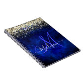 Carnet Joli bleu bleu or faux parties scintillant monogra (Côté Droit)
