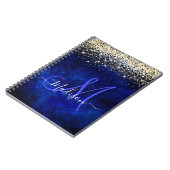 Carnet Joli bleu bleu or faux parties scintillant monogra (Côté gauche)
