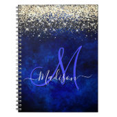 Carnet Joli bleu bleu or faux parties scintillant monogra (Devant)