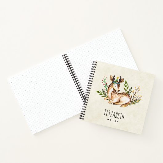 Carnet Joli Cerf Aquarellé Posé En Bas Boho (Intérieur)