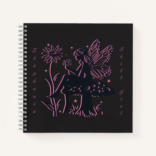 Carnet Joli champignon fée et fille cool fleur (Devant)