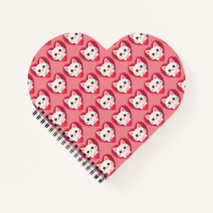 Carnet Joli chat blanc avec un cœur design kawaii kitty l