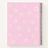 Carnet Joli Chat Blanc & Fleurs sur Rose Clair (Dos)