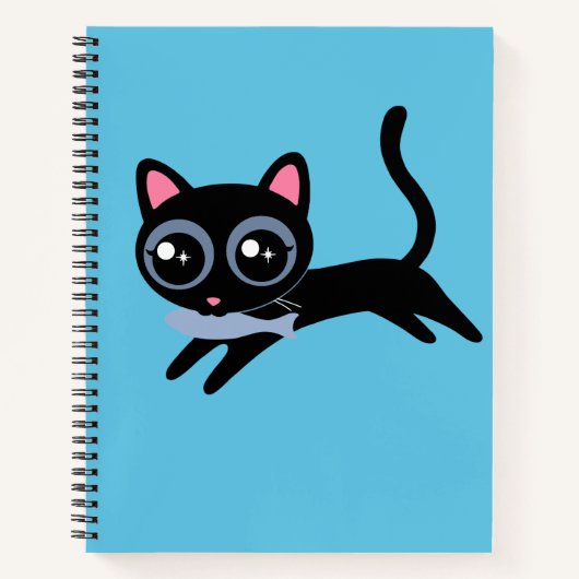 Carnet Joli Chat Chaton avec Poisson Cadeau pour Filles (Devant)