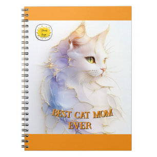 Carnet Joli Chat en Marbre Blanc