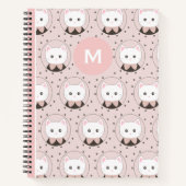Carnet Joli Chat Face Rose Dotty Motif Monogramme (Devant)