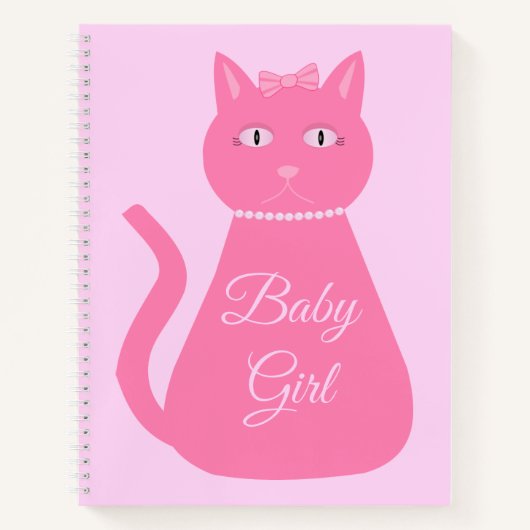 Carnet Joli chat fille rose sur mesure (Devant)