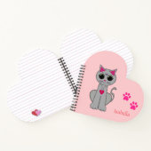 Carnet Joli chat gris & calligraphie de nom sur rose (Intérieur)