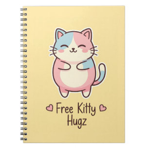 Carnet Joli chat Kawaii "Câlins de chiots gratuits" Pas p
