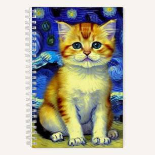 Carnet Joli Chat Starry Night Van Gogh