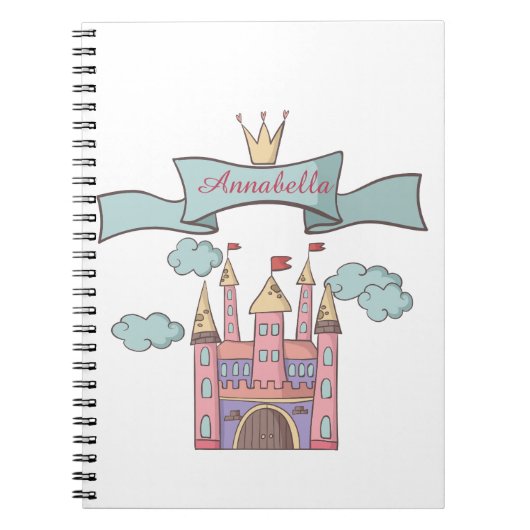 Carnet Joli Château de Princesse de Conte de Fées Rose No (Devant)