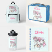 Carnet Joli cheval avec des fleurs retour à l'école fille