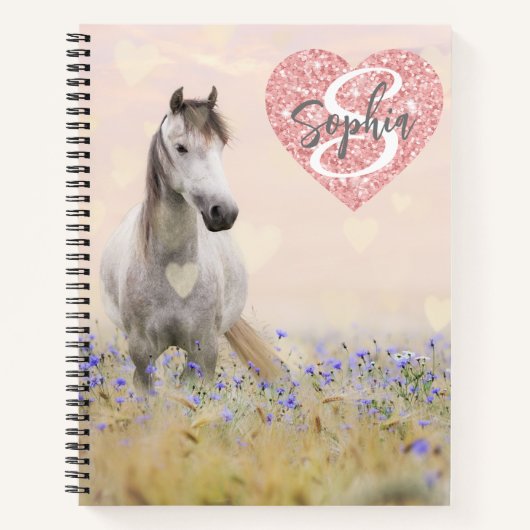 Carnet Joli Cheval Blanc Violet Fleur Monogramme (Devant)