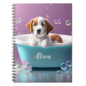 Carnet Joli chiot dans une baignoire avec bulles de savon (Devant)