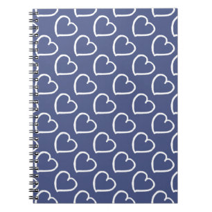 Carnet Joli coeur dessiné à la main design blanc sur bleu