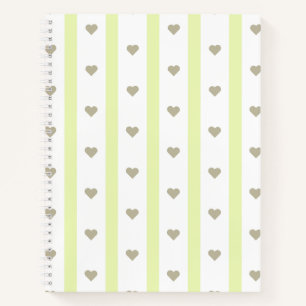 Carnet Joli coeur moderne pastel et rayures Vert