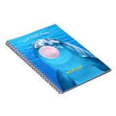 Carnet Joli dauphin, bulle de bubble gum, nom et message (Côté Droit)