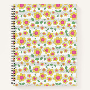 Carnet Joli design de dessin animé floral jaune marguerit