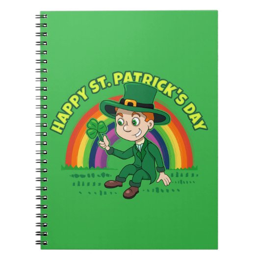 Carnet Joli dessin animé leprechaun avec shamrock et arc- (Devant)