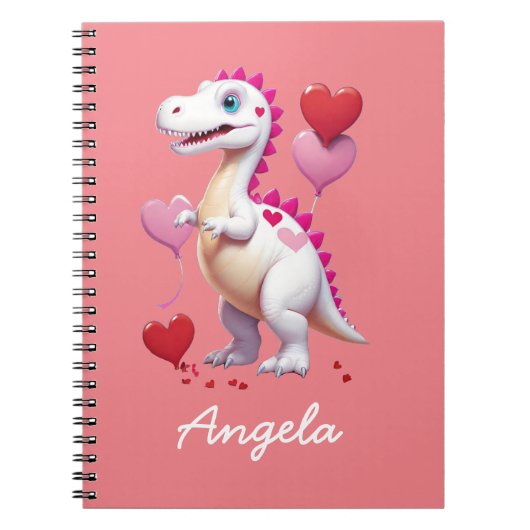 Carnet Joli dinosaure blanc pour la Saint-Valentin (Devant)